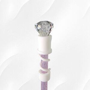 White 10mn Diamond 3D Straw Topper - Fits Stanley - Straw Cover